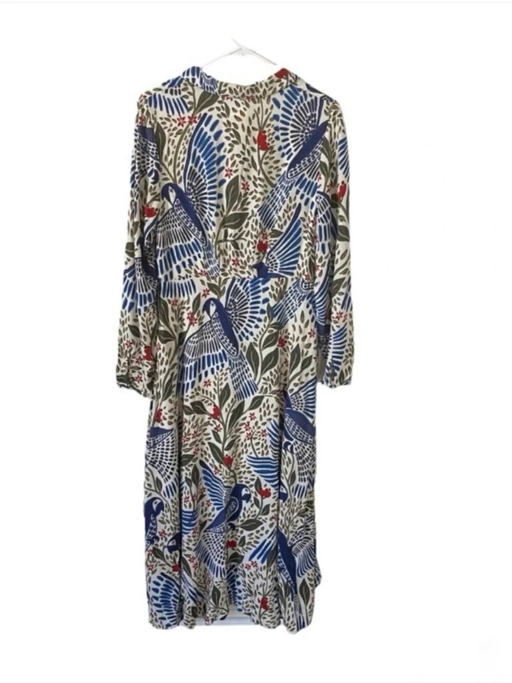 NWT FARM Rio Blue Macaw Flight Maxi Dress with Botanical and Bird Print Size L - Picture 7 of 10